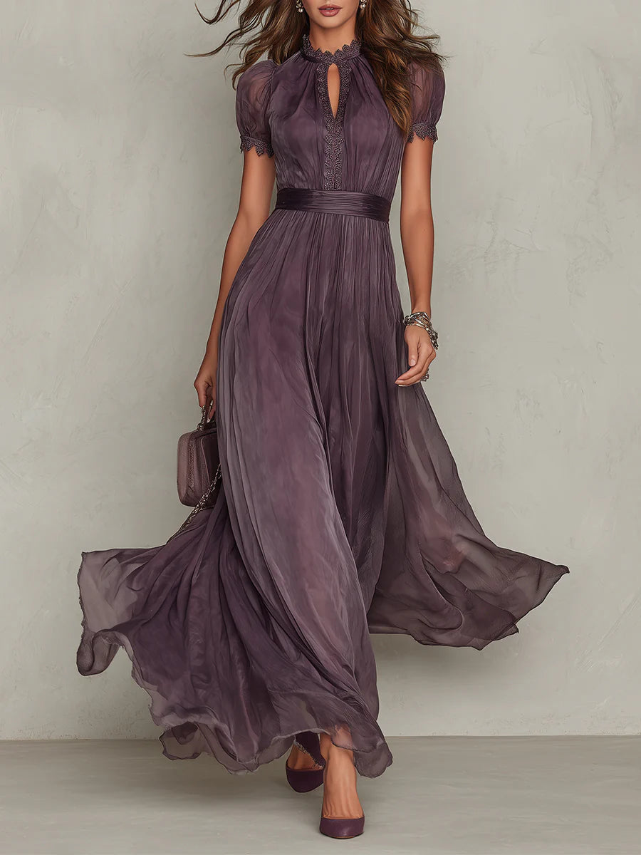 Marie | Keyhole-Neck Flowing Maxi Dress – Wells & Rose