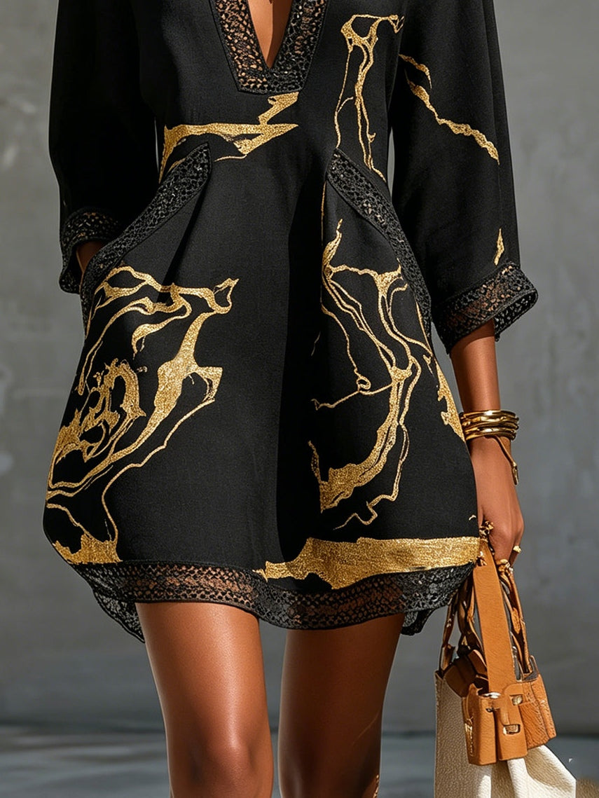 Harper | Linen-Blend A-Line Short Dress
