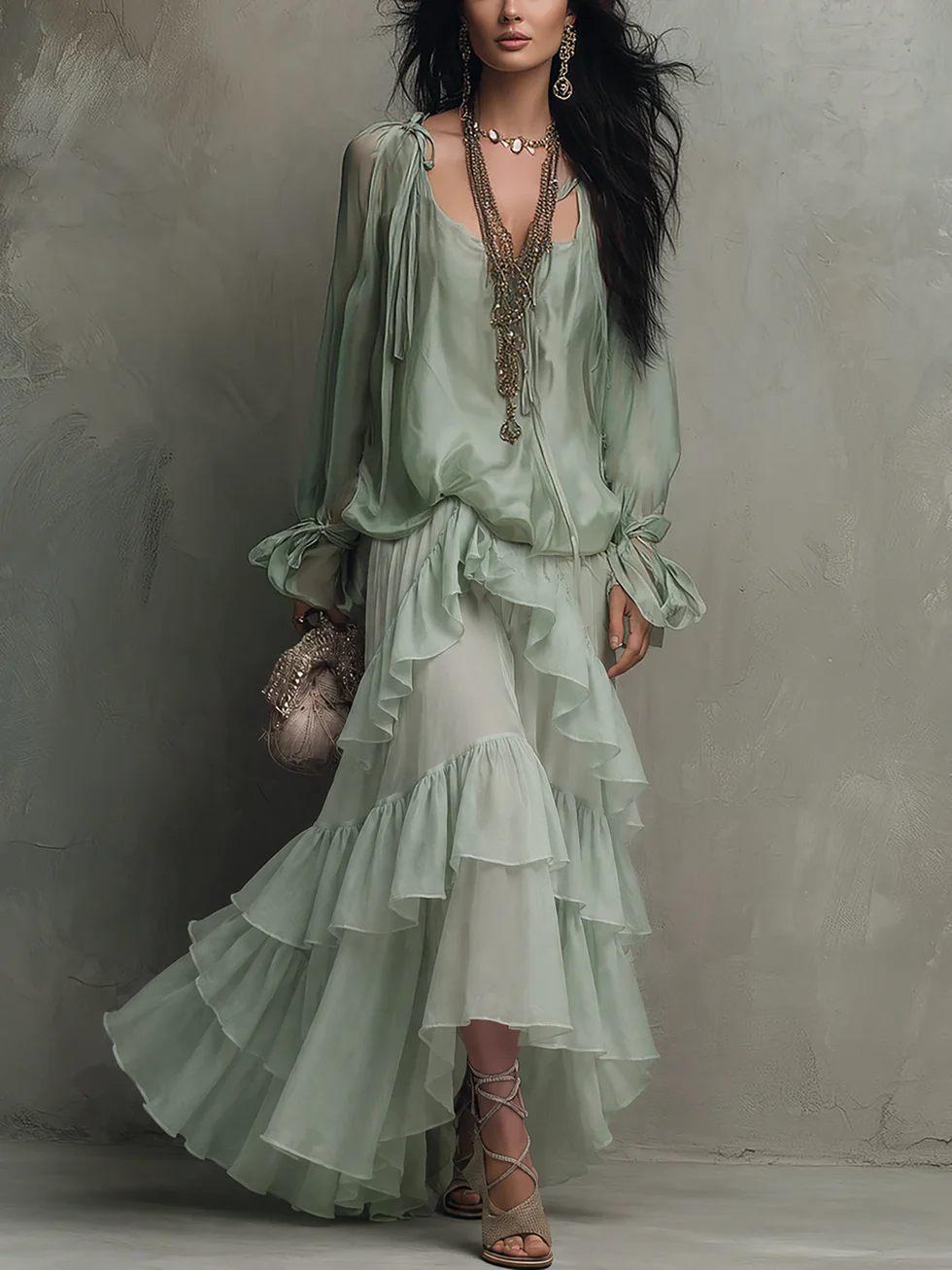 ROSAMUND | Ruffled Top and Tiered Skirt Set – Wells & Rose
