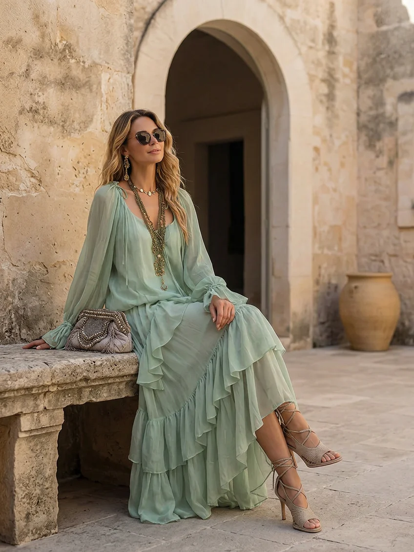 ROSAMUND | Ruffled Top and Tiered Skirt Set – Wells & Rose