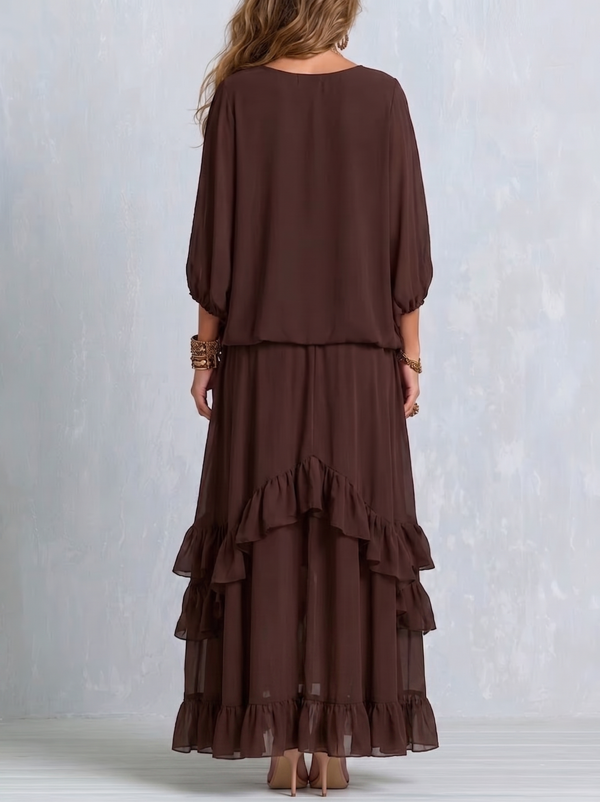 SYLVIE | Brown Tassel-Tie Ruffled Skirt Set – Wells & Rose