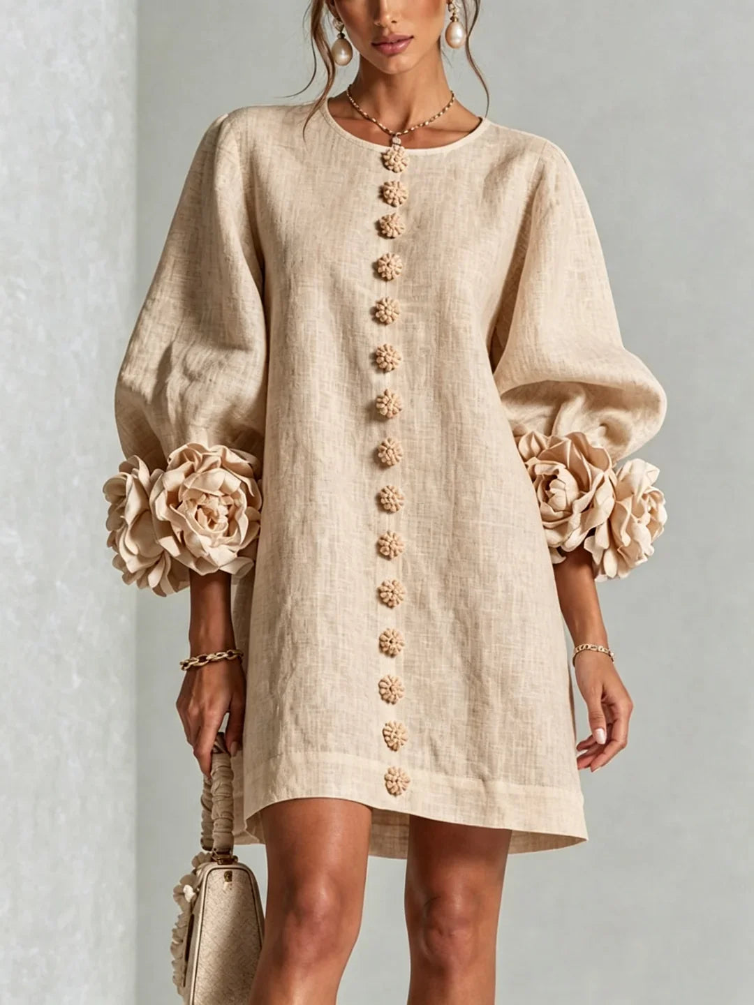 Harper | Mini Dress with Voluminous Floral Sleeves