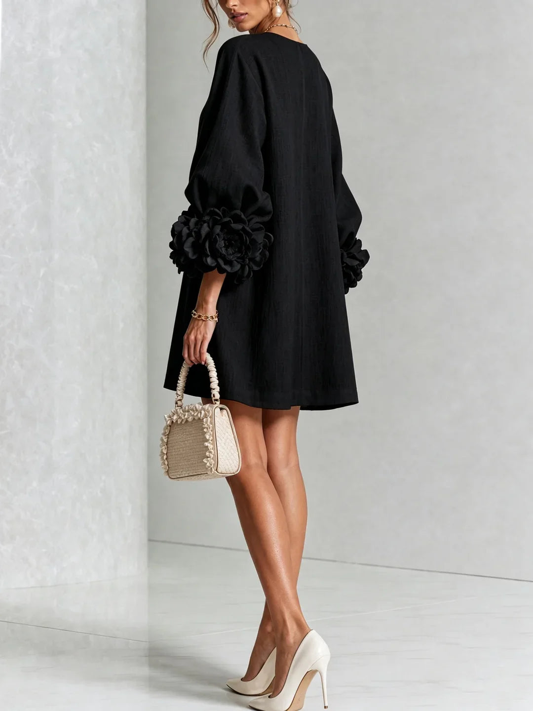 Harper | Mini Dress with Voluminous Floral Sleeves
