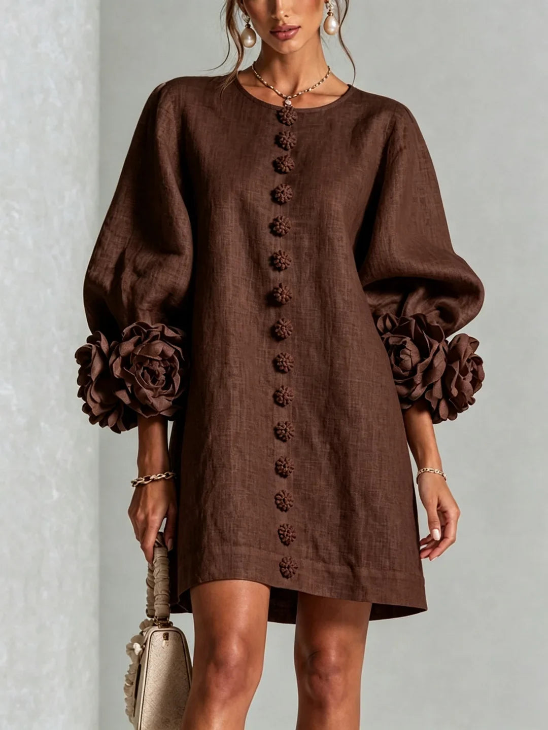 Harper | Mini Dress with Voluminous Floral Sleeves