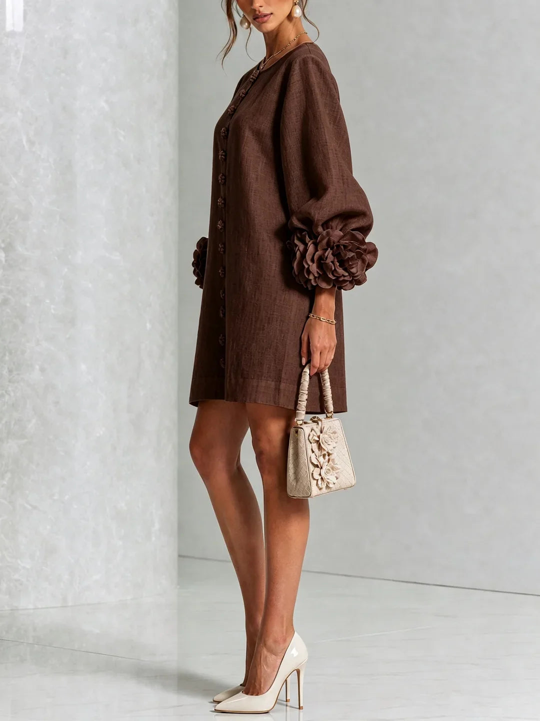Harper | Mini Dress with Voluminous Floral Sleeves