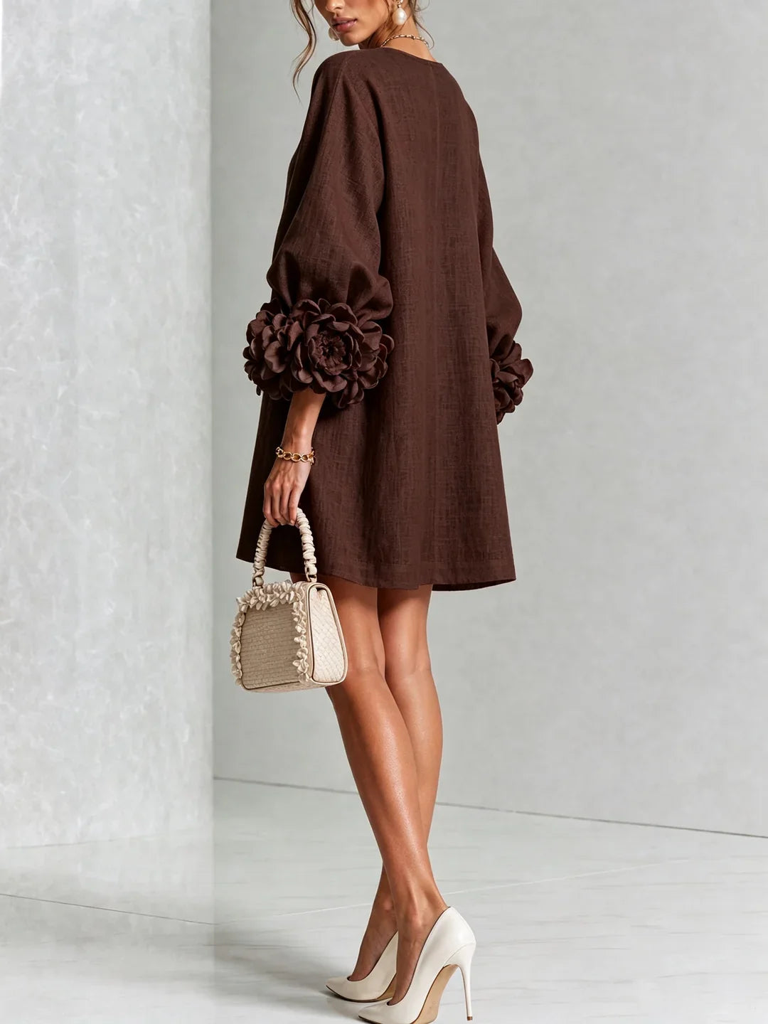 Harper | Mini Dress with Voluminous Floral Sleeves