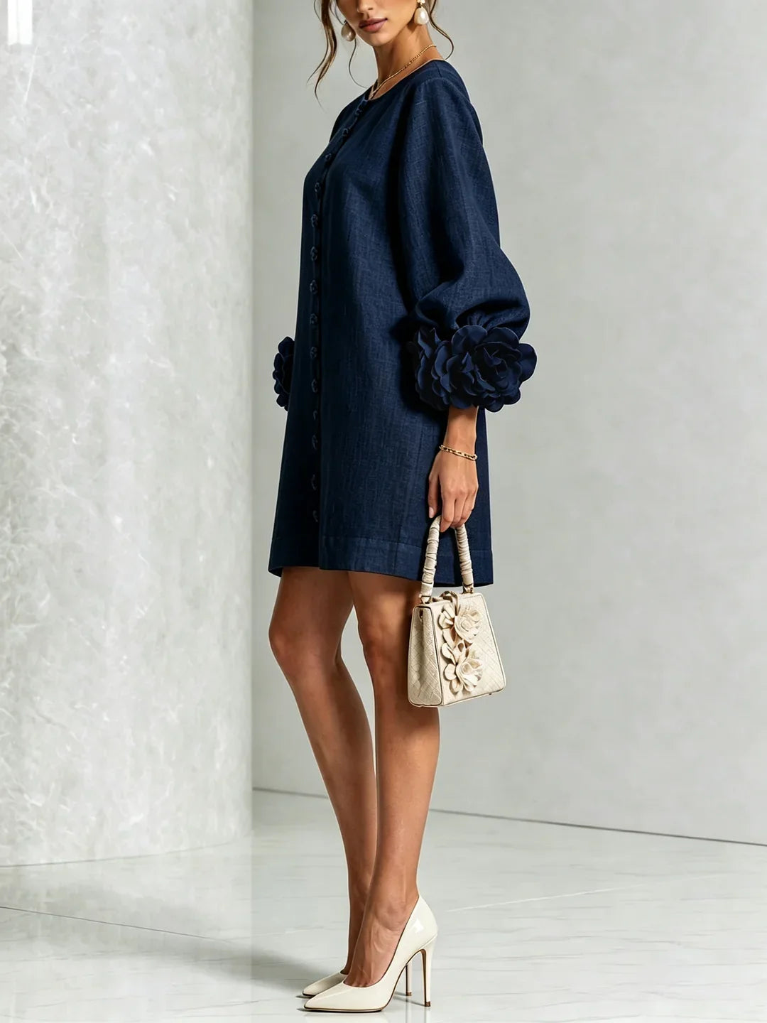 Harper | Mini Dress with Voluminous Floral Sleeves
