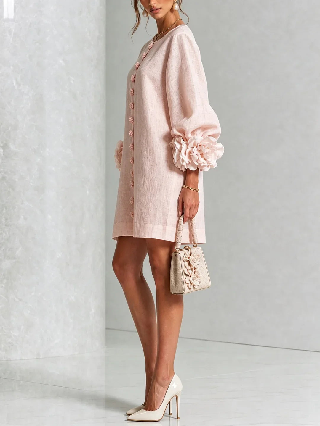 Harper | Mini Dress with Voluminous Floral Sleeves