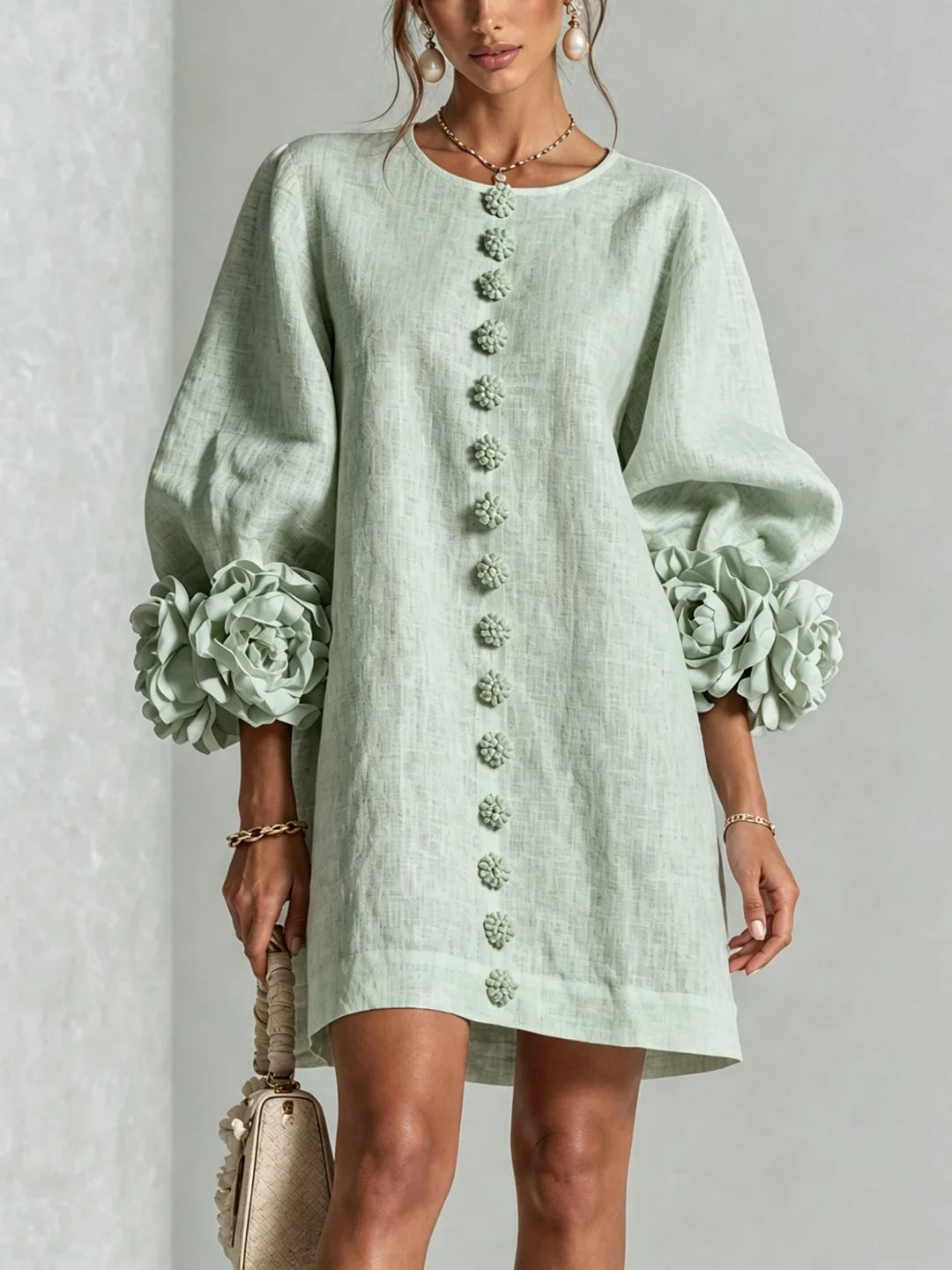Harper | Mini Dress with Voluminous Floral Sleeves