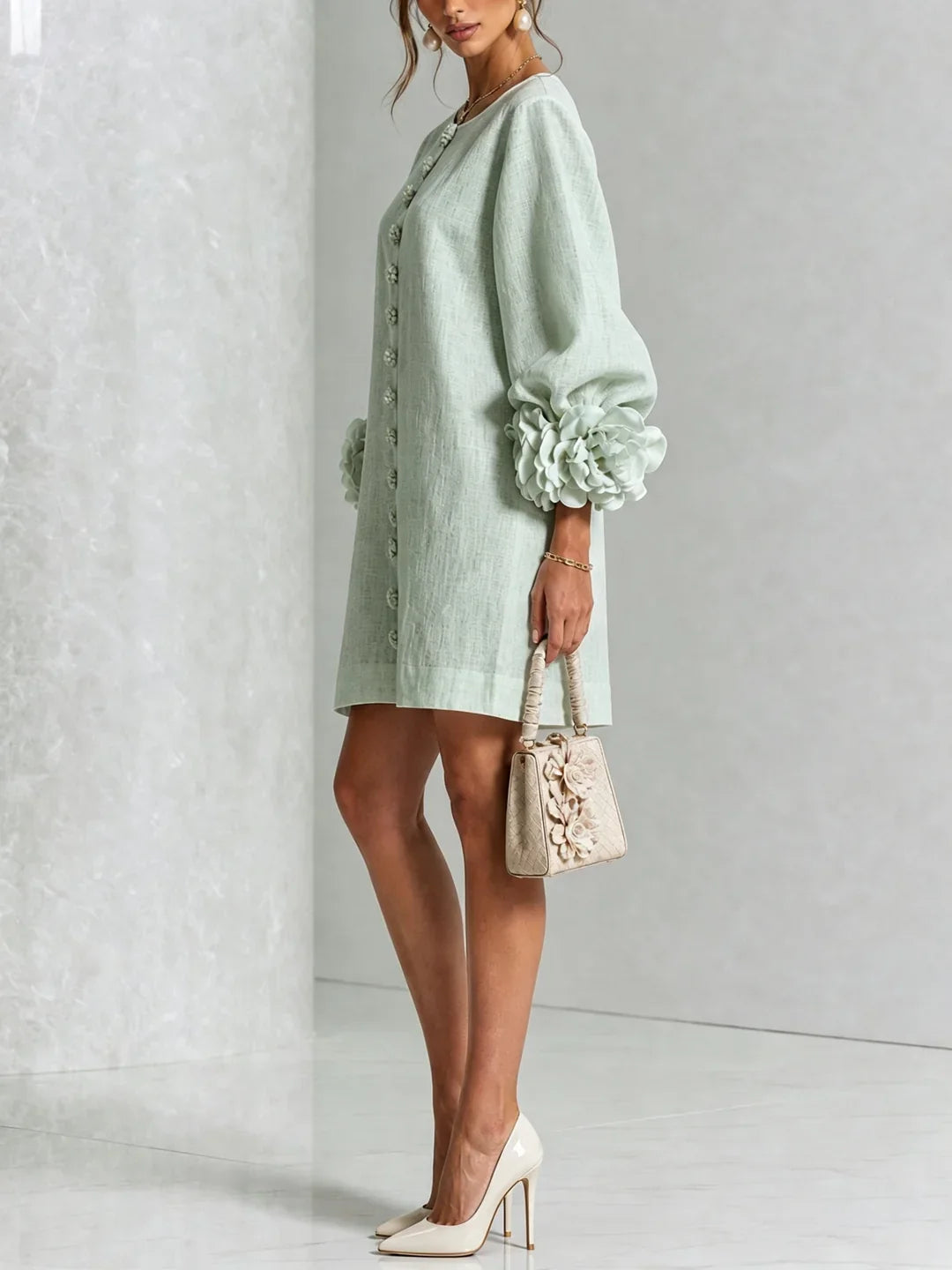 Harper | Mini Dress with Voluminous Floral Sleeves