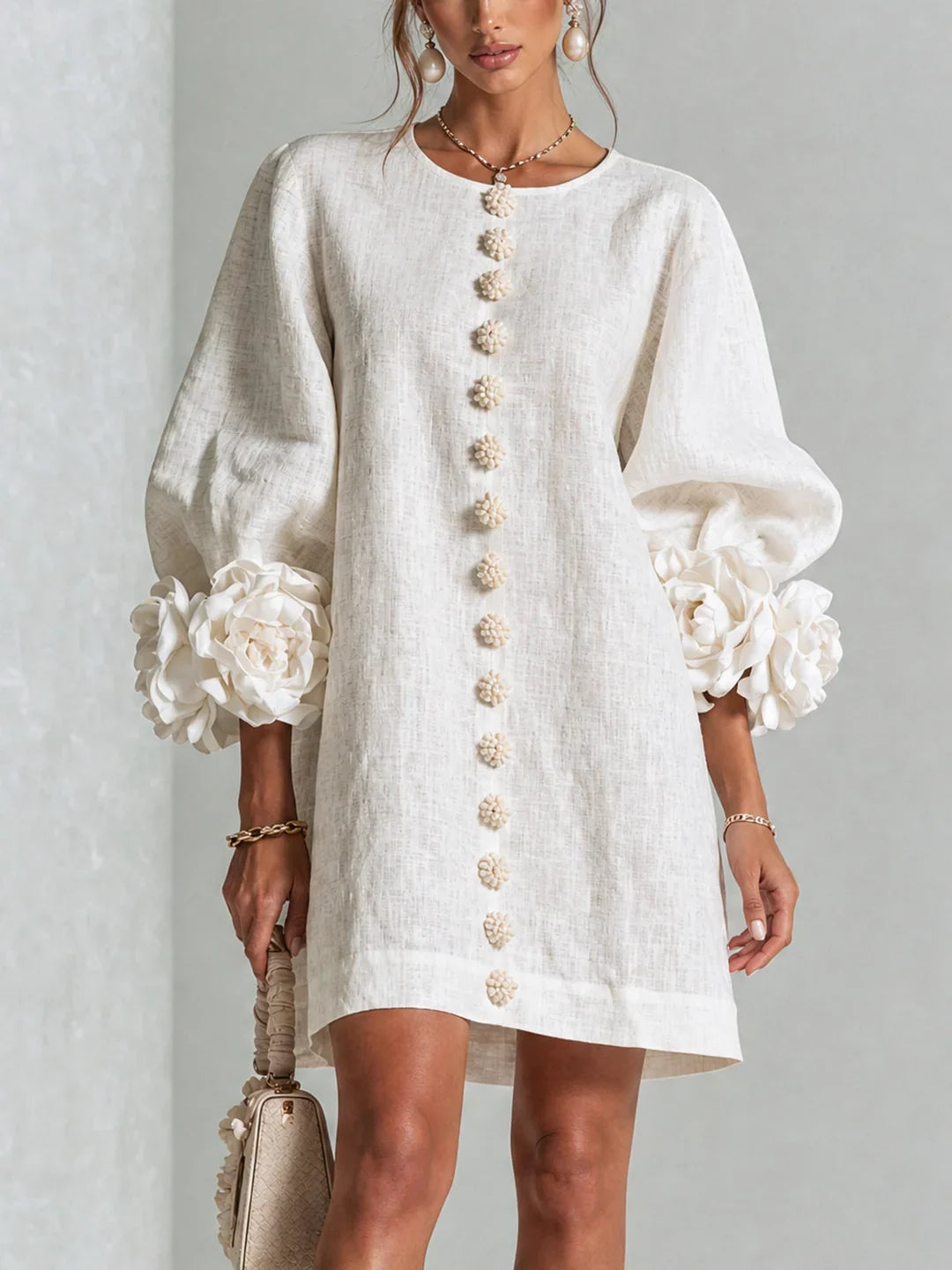 Harper | Mini Dress with Voluminous Floral Sleeves