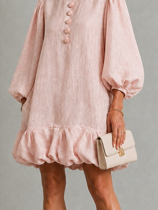 Anneliese | Puff-Sleeve Ruffle Hem Dress – Wells & Rose