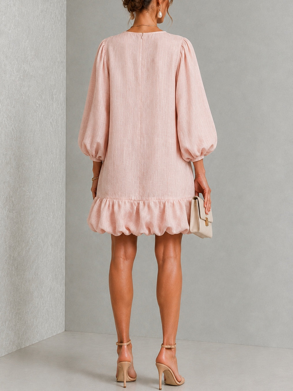 Anneliese | Puff-Sleeve Ruffle Hem Dress – Wells & Rose