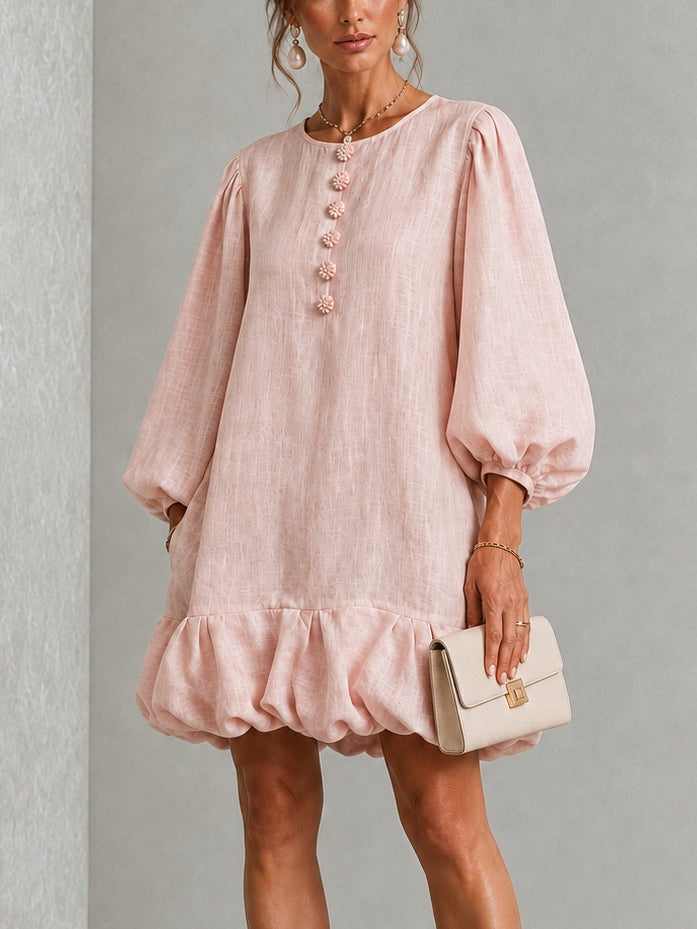 Anneliese | Puff-Sleeve Ruffle Hem Dress – Wells & Rose