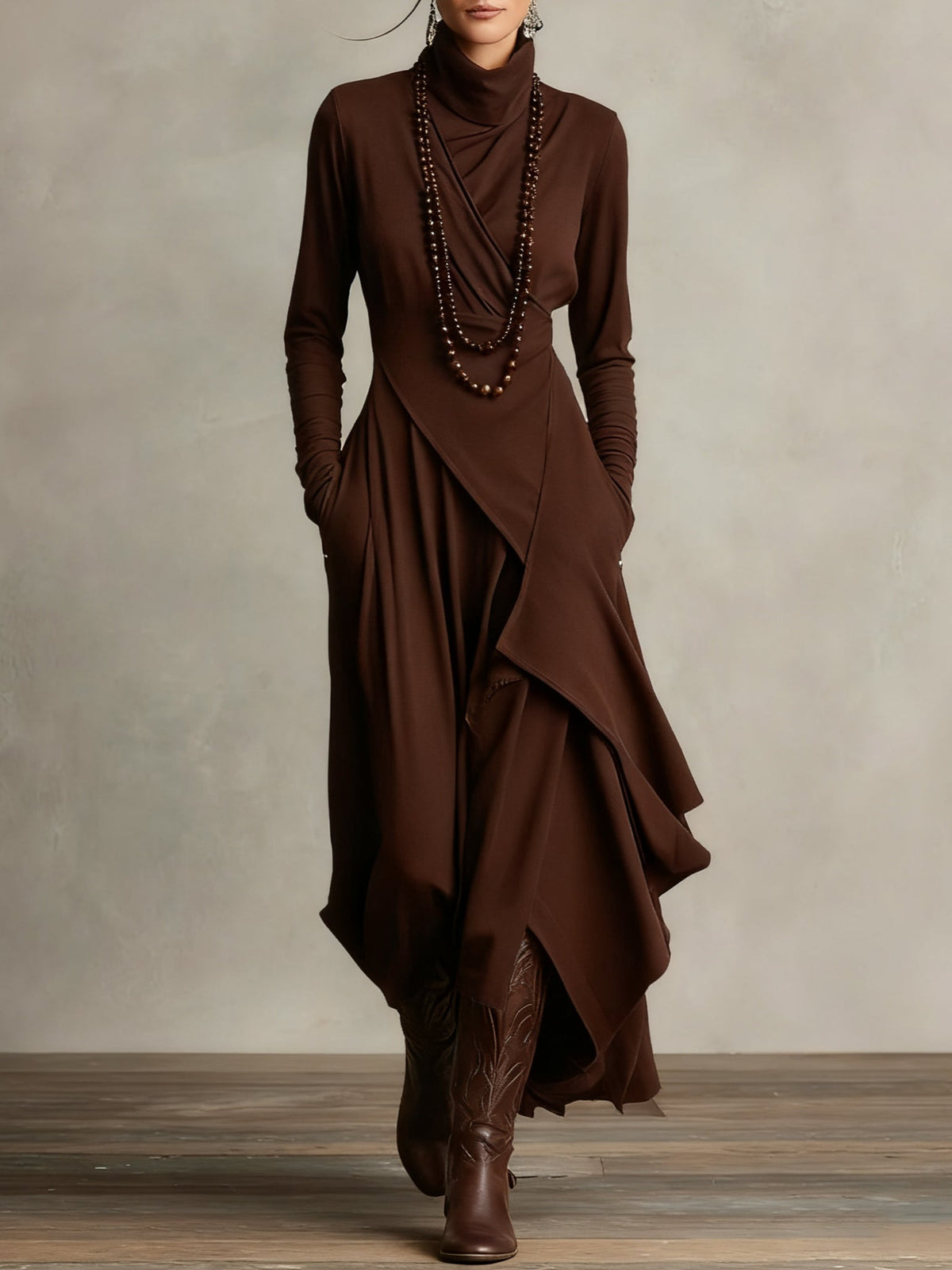 ARIELLE | Asymmetrical Drape Maxi Dress