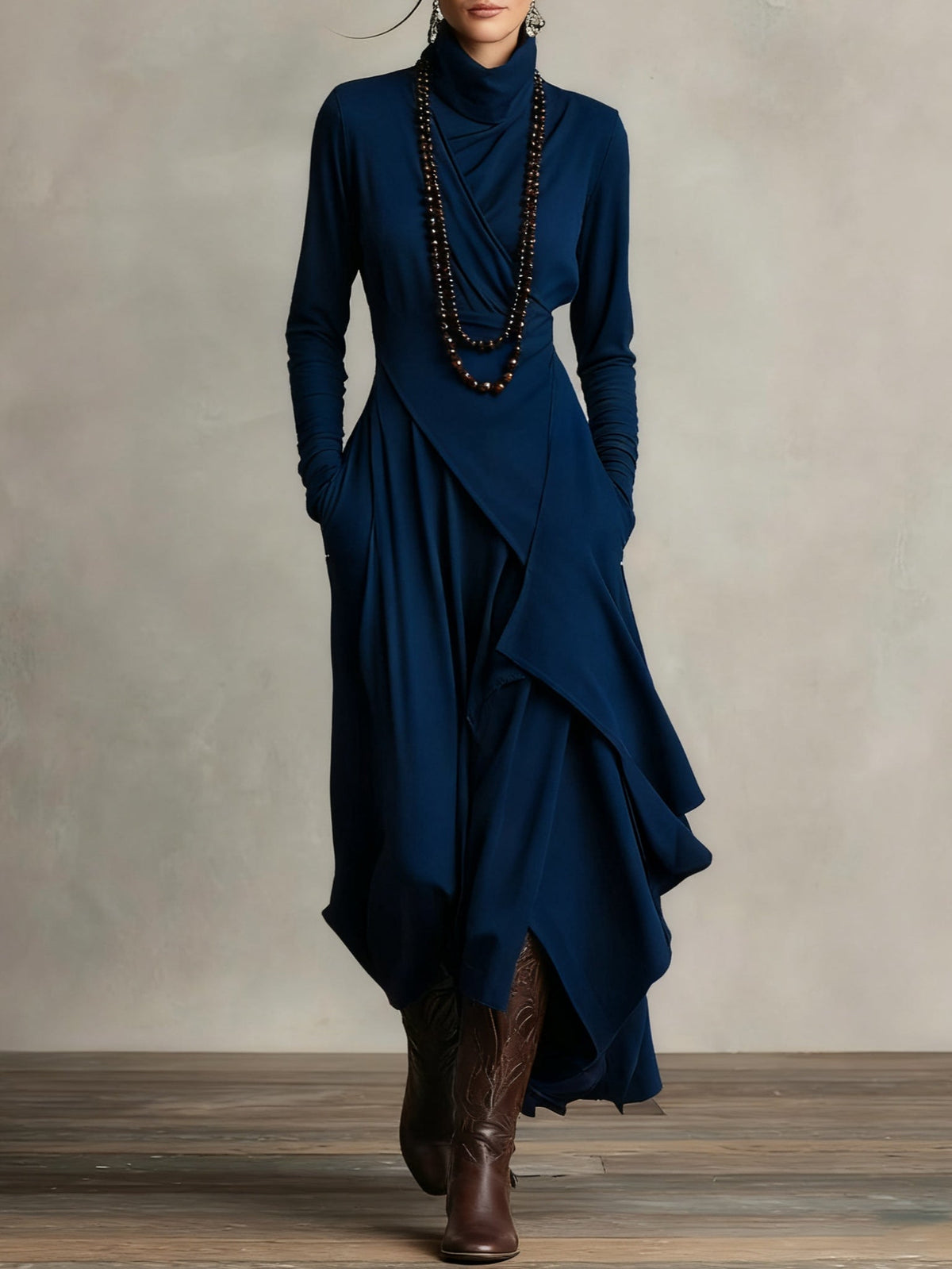 ARIELLE | Asymmetrical Drape Maxi Dress