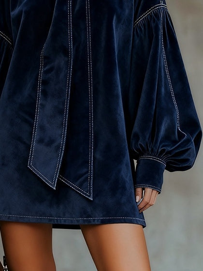 TIPHAINE | Velvet Bow-Neck Mini Dress