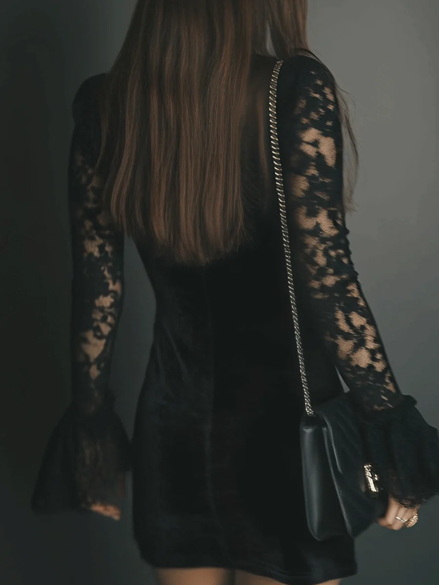 Vanie β Velvet and Lace Mini Dress
