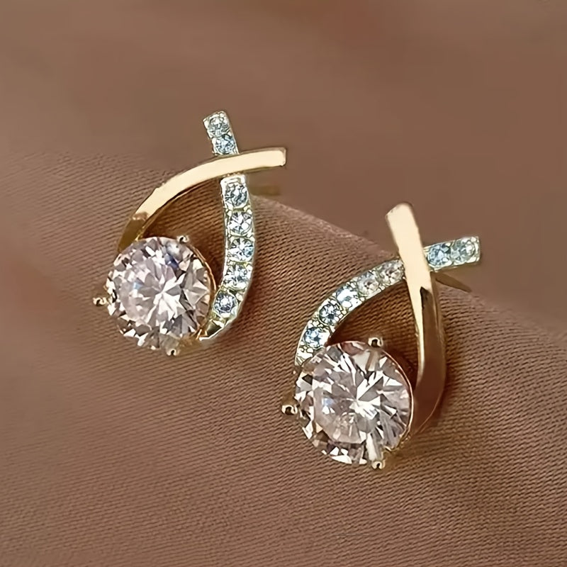 Soledad - Earrings with Golden Cross and Zirconia