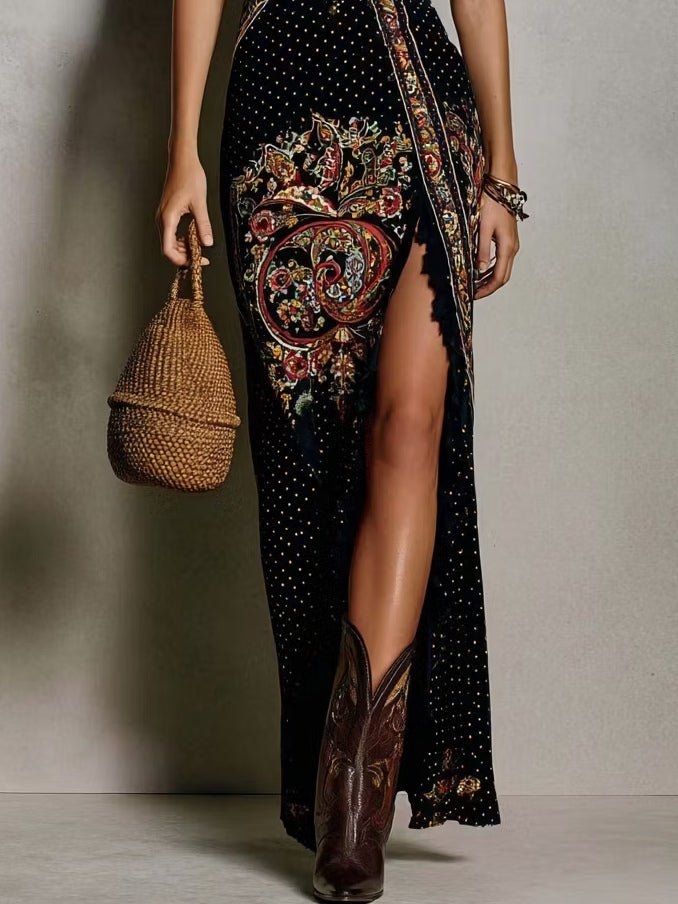 Heloise | Deep V-Neck Split Maxi Dress – Wells & Rose