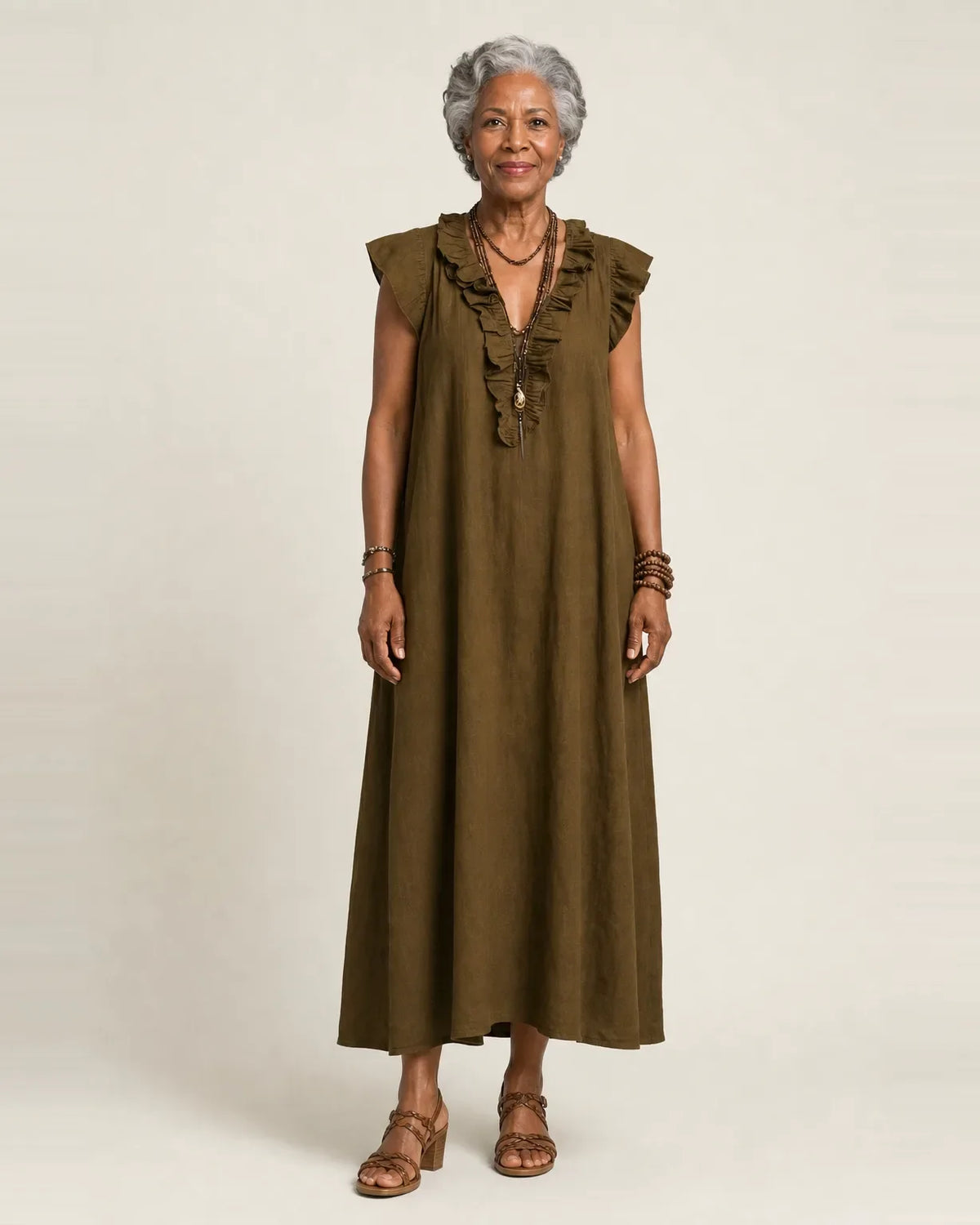 Josette | Ruffle V-Neck Maxi Dress