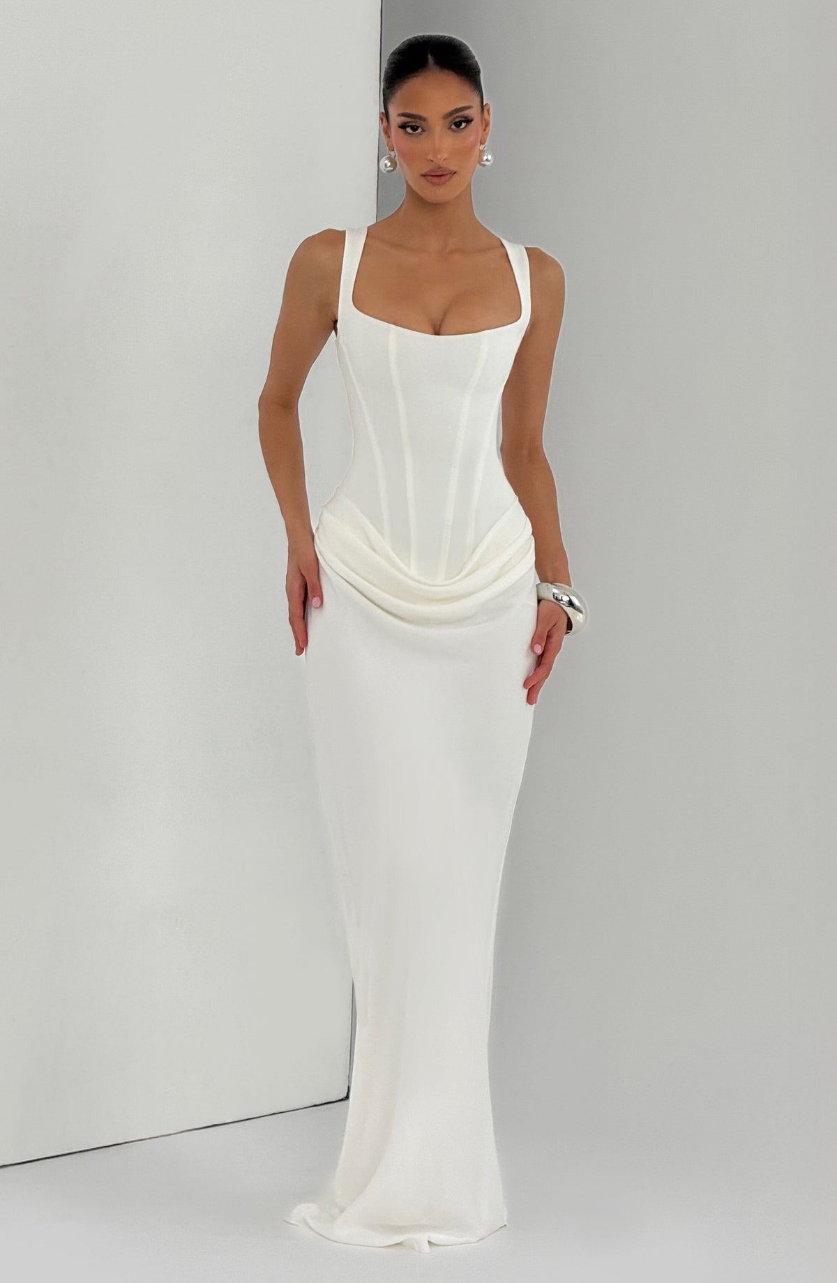 ÉLÉONORE | Square-Neck Corset Maxi Dress