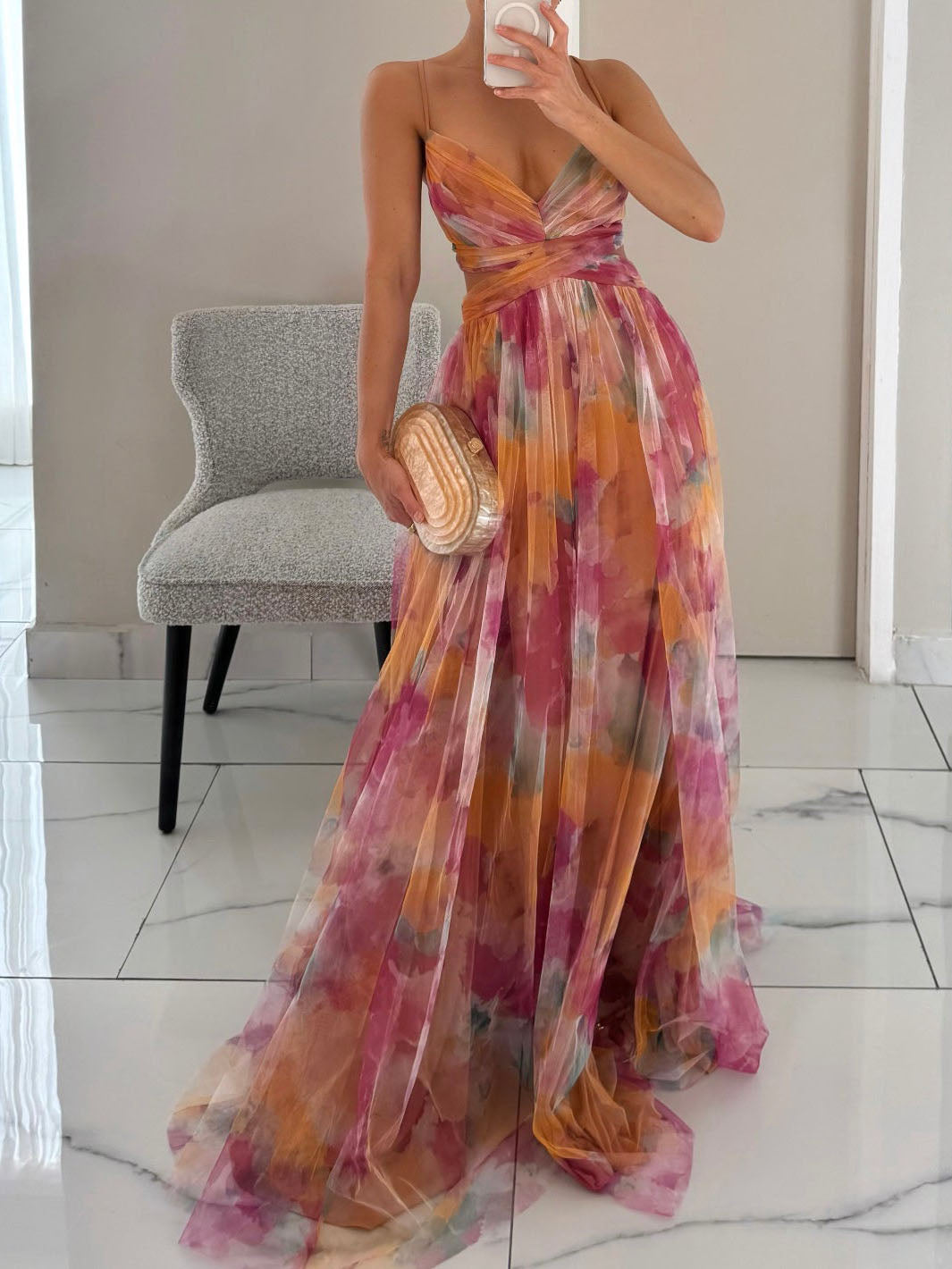 Florence | Painted Floral A-Line Maxi – Wells & Rose