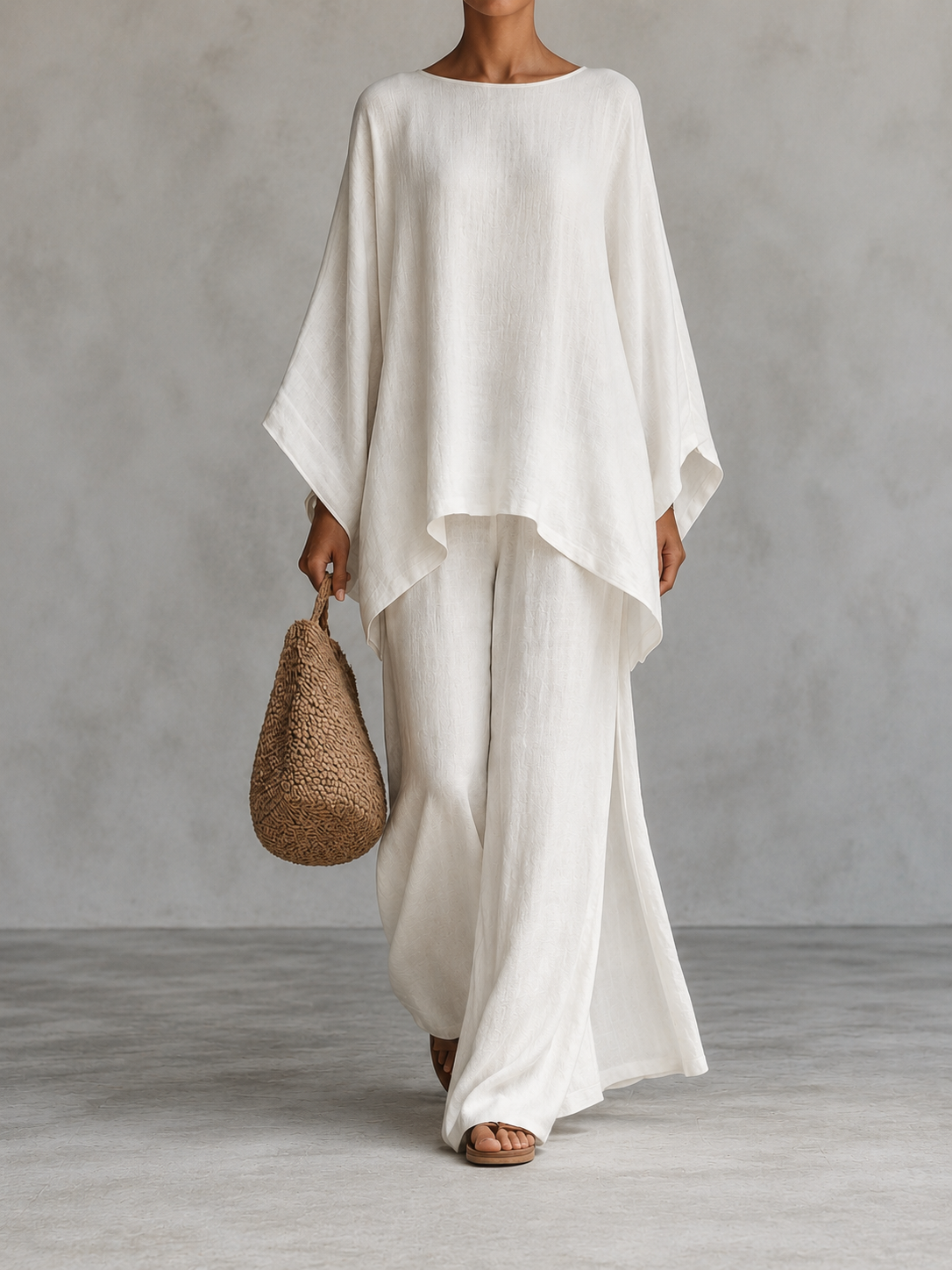 Verónica Two-Piece Set with Long Sleeve Blouse and Wide Leg Pants