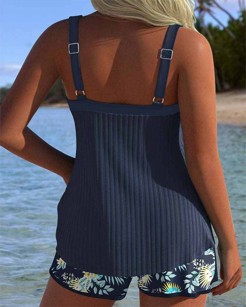Julia | Striped Tankini with Two-Piece Swim Bottom