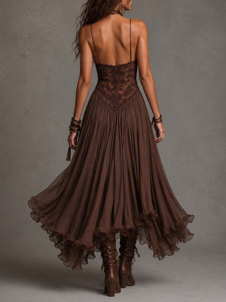 Ines | Maxi Dress with Openwork Panels – Wells & Rose