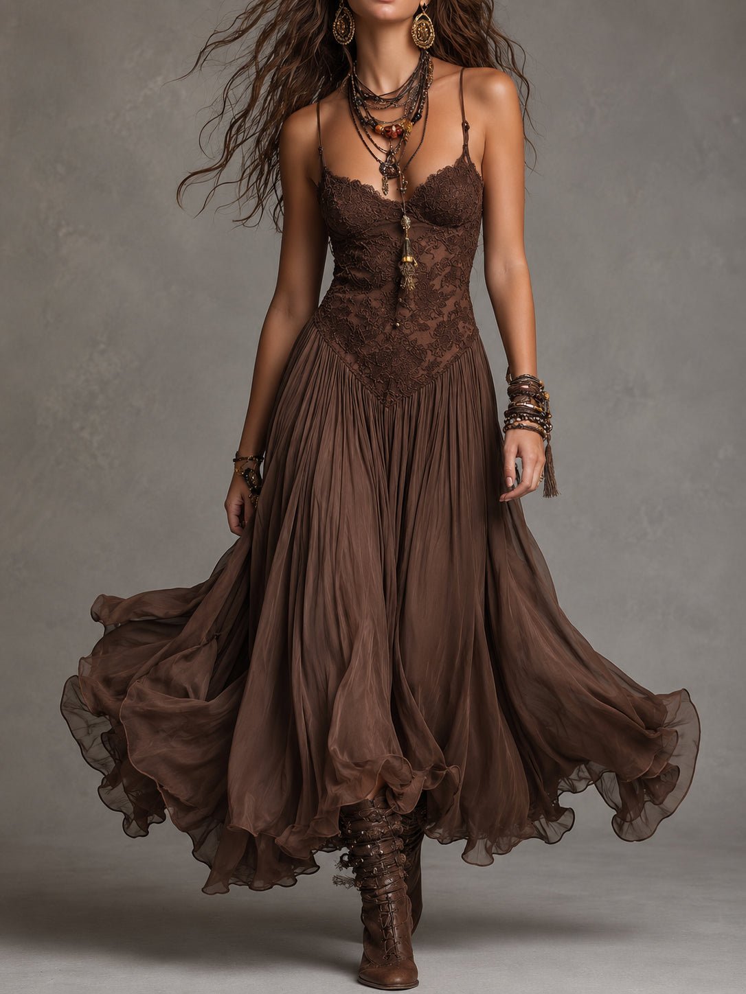 Ines | Maxi Dress with Openwork Panels – Wells & Rose