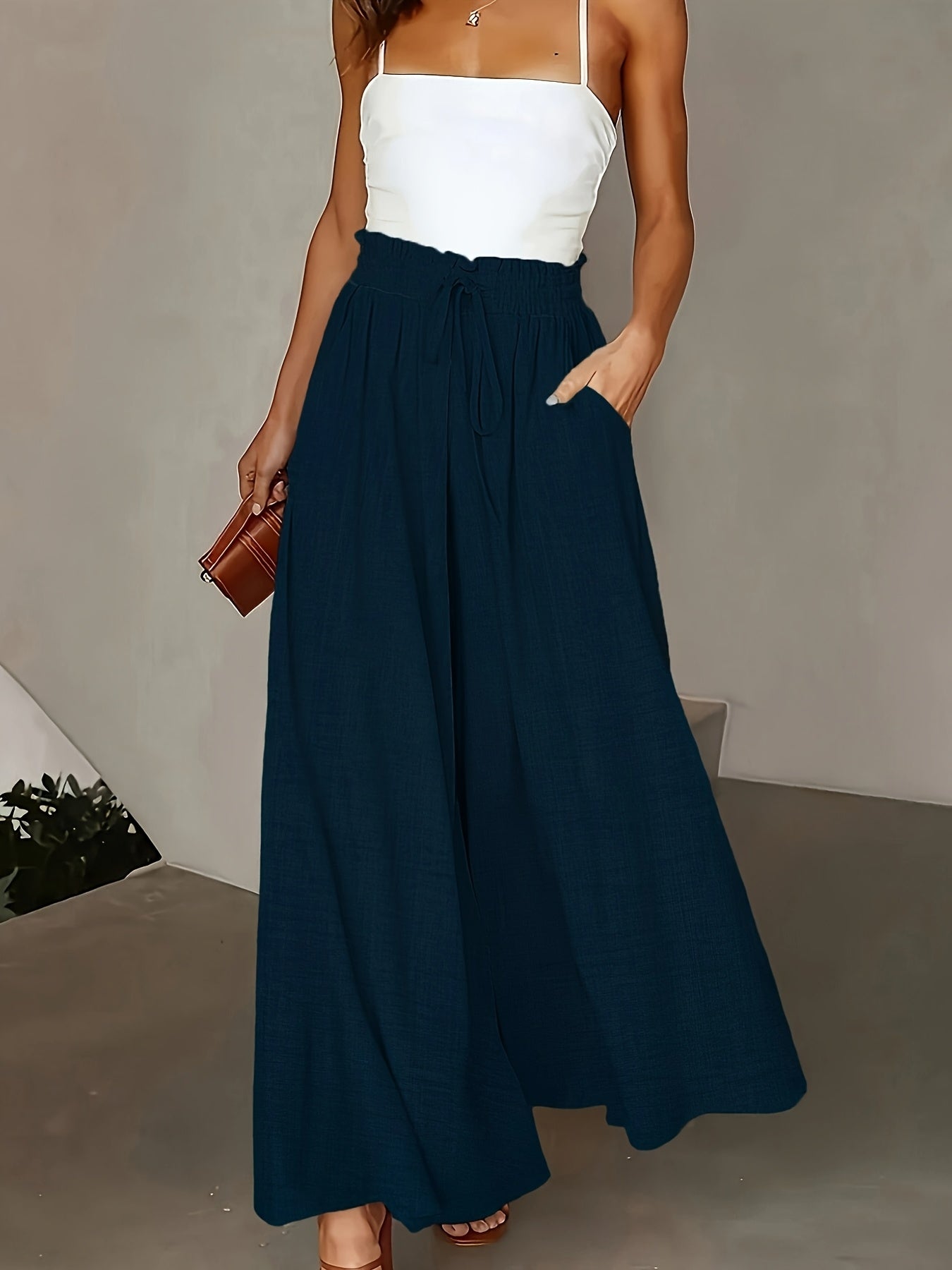 Brigitte | Wide-Leg Fluid Pants with Adjustable Waist