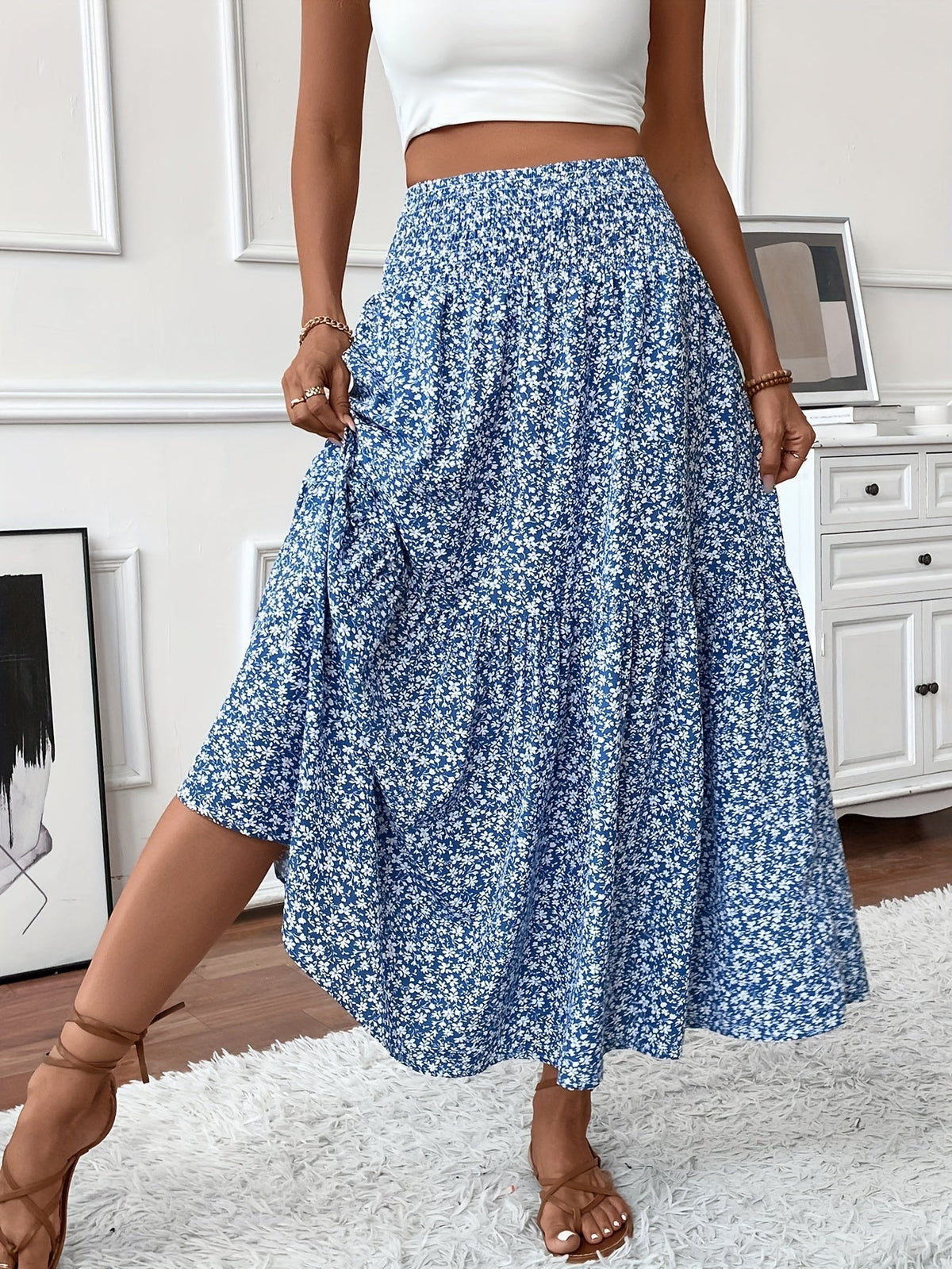 Elowen | Ditsy Floral Midi Skirt – Wells & Rose