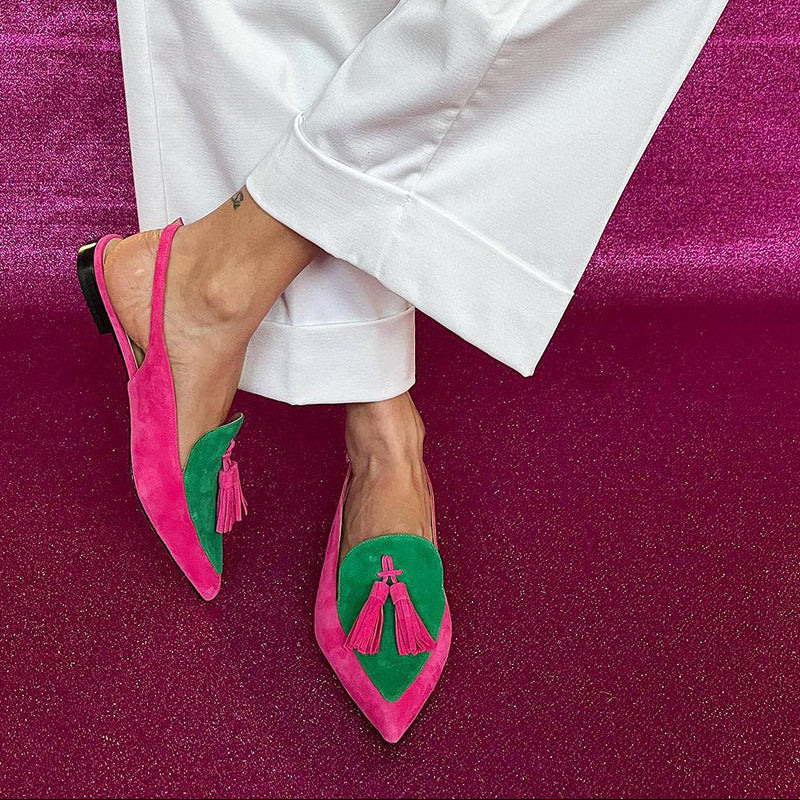 Loredana | Fringe Ballet Flats with Ankle Strap