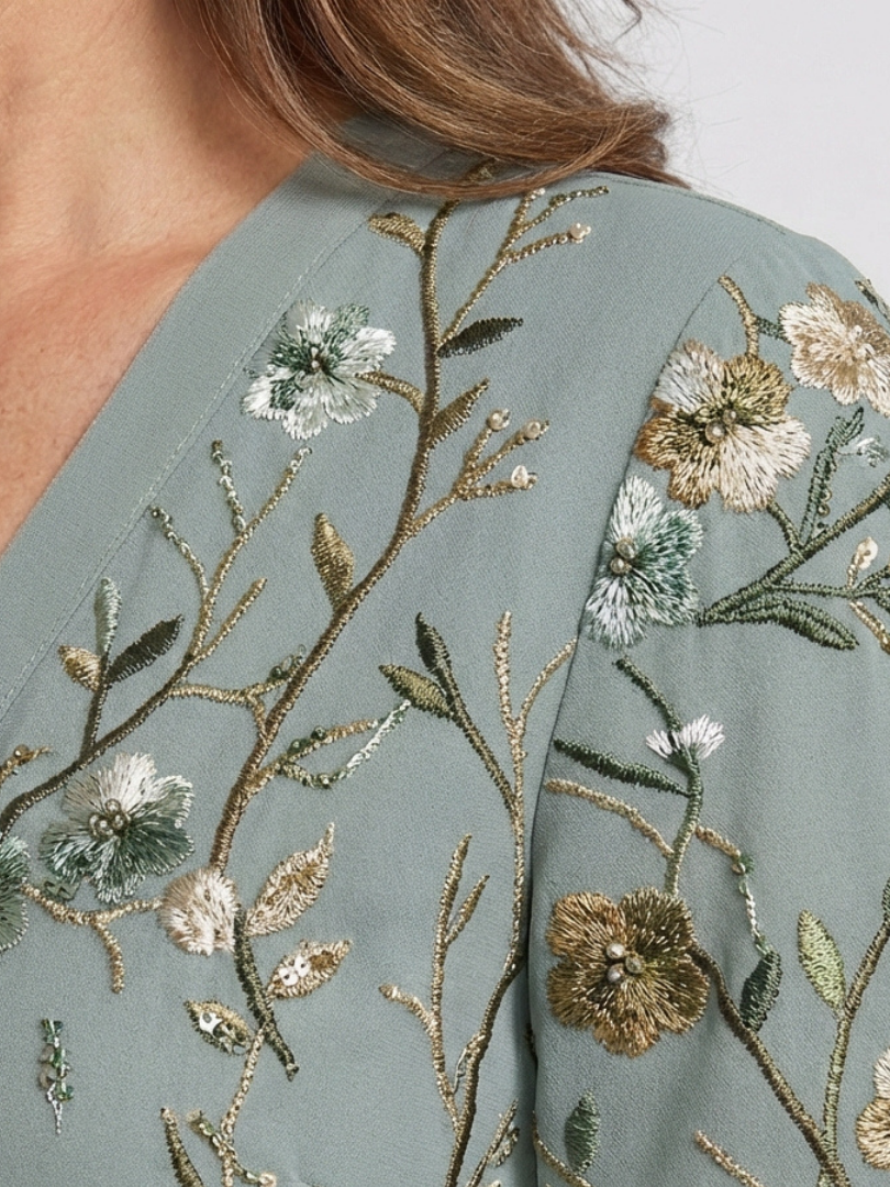 Ellis & Johnson™ | Floral V Neck Short Sleeve Maxi Dress