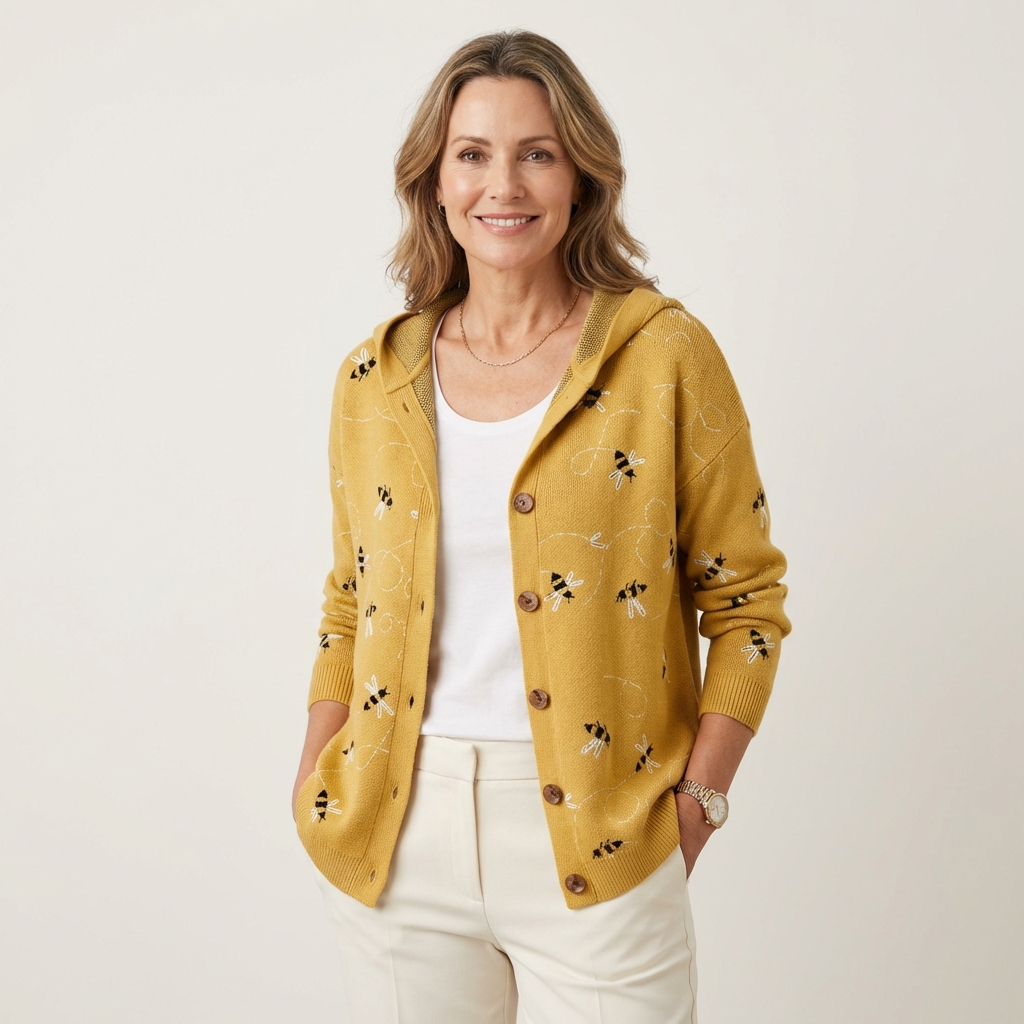 Naliane | Abstract Print Button-Front Cardigan