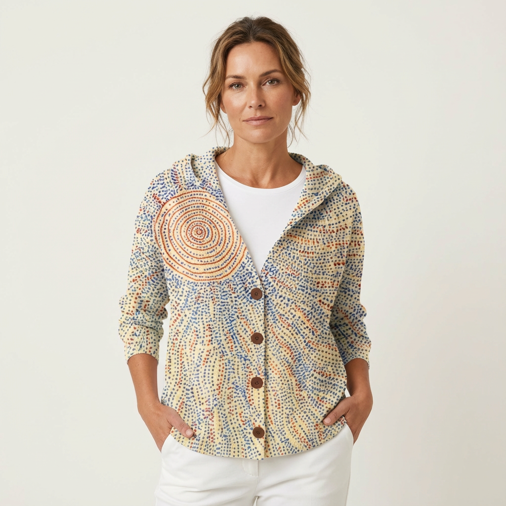 Naliane | Abstract Print Button-Front Cardigan