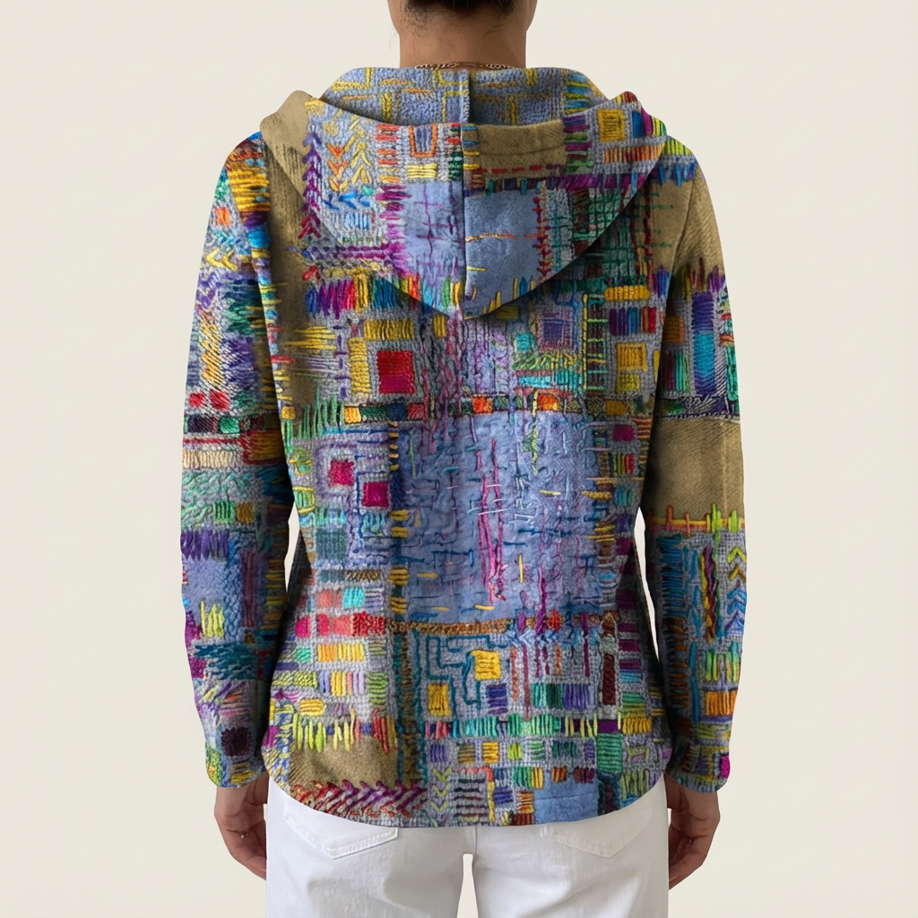 Naliane | Abstract Print Button-Front Cardigan