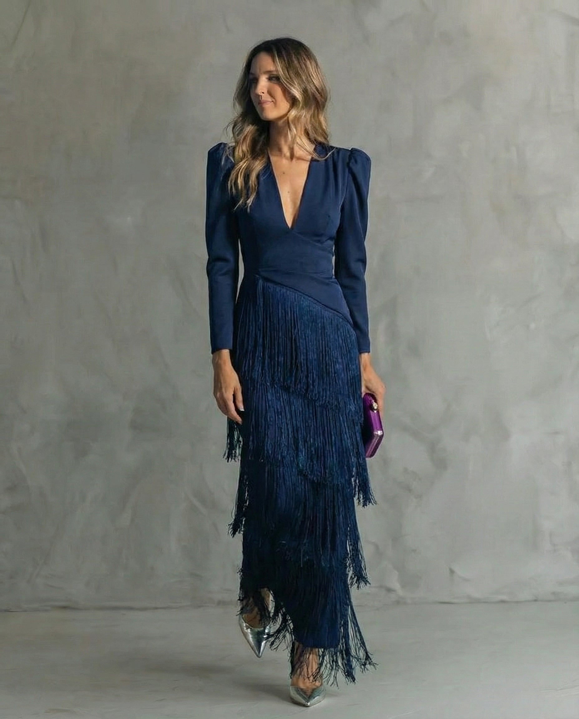 Chiara | Elegant Dress with Fringe Sleeves