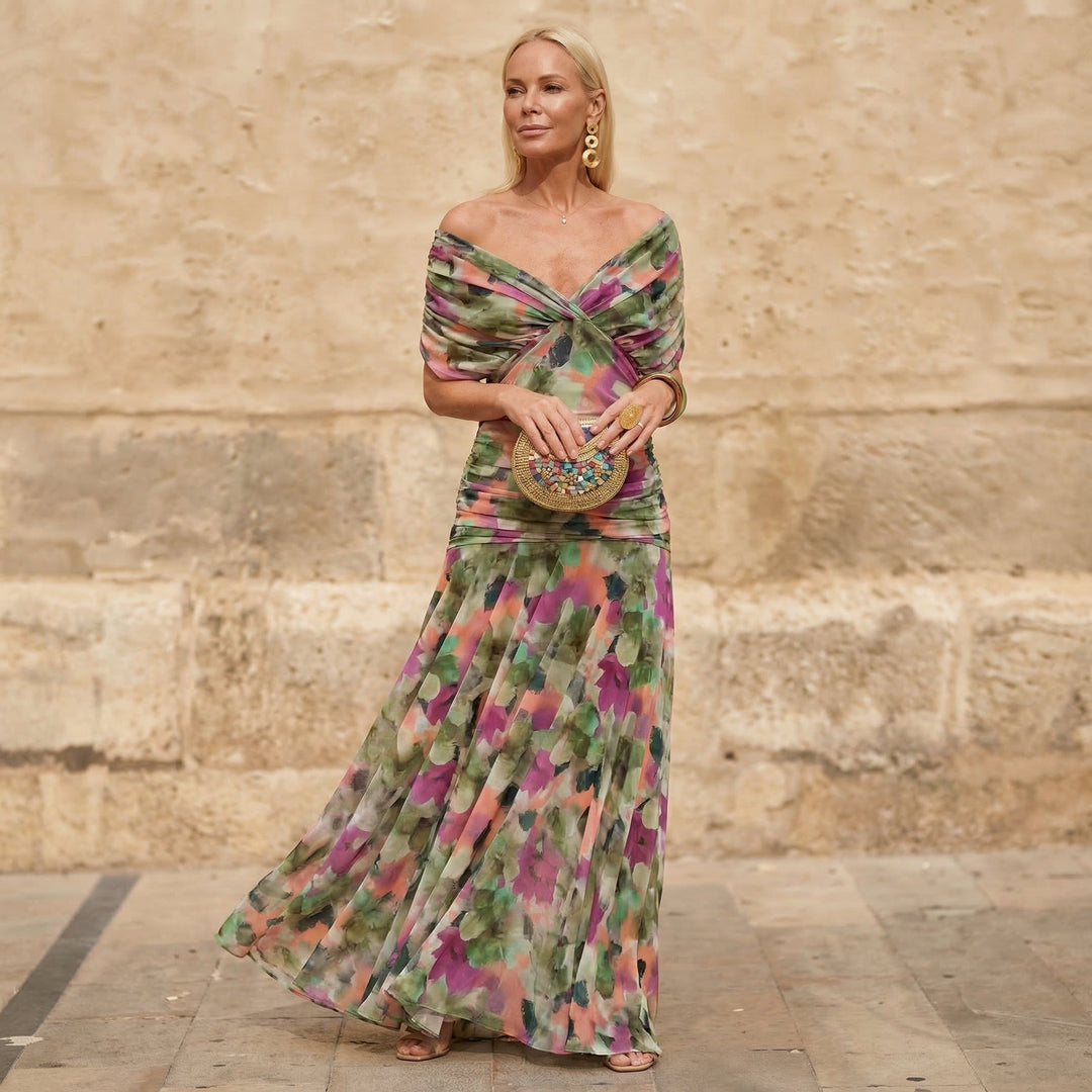 Ignaciaâ„¢ | Long Pleated Floral Dress