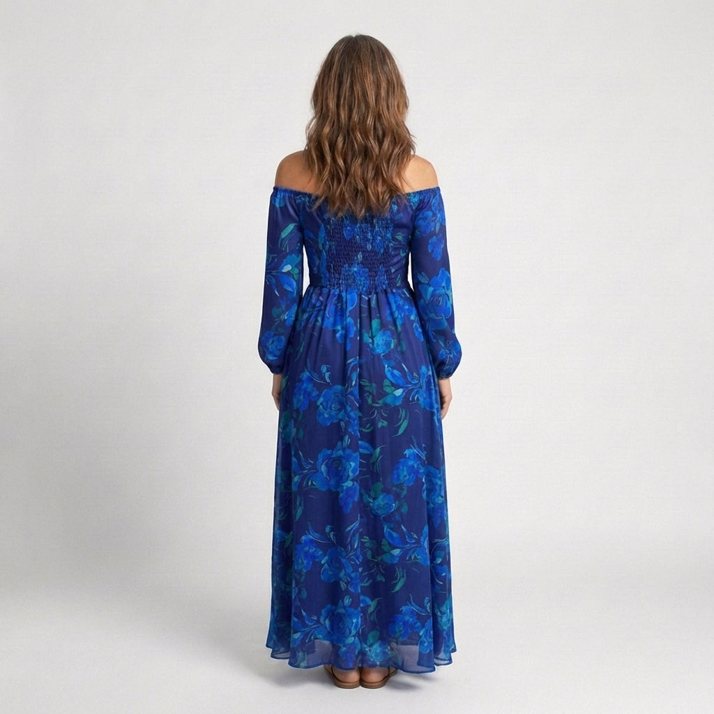 Ellis & Johnson™ | Off Shoulder Floral Maxi Dress