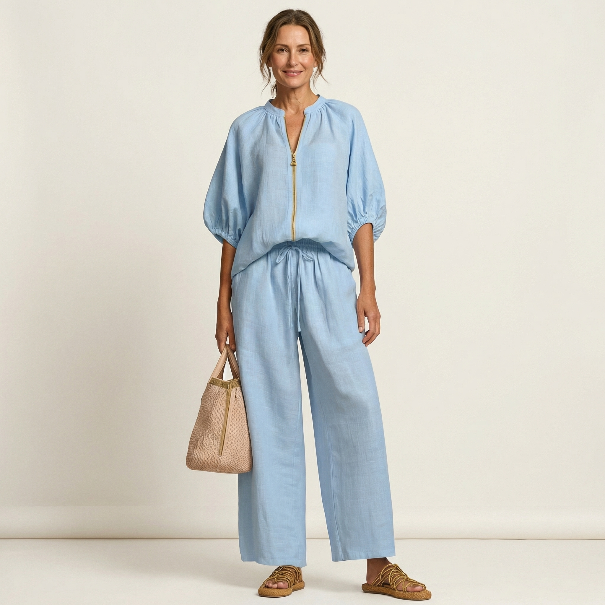 AURELIE | ZIPPER-FRONT PUFF SLEEVE SET