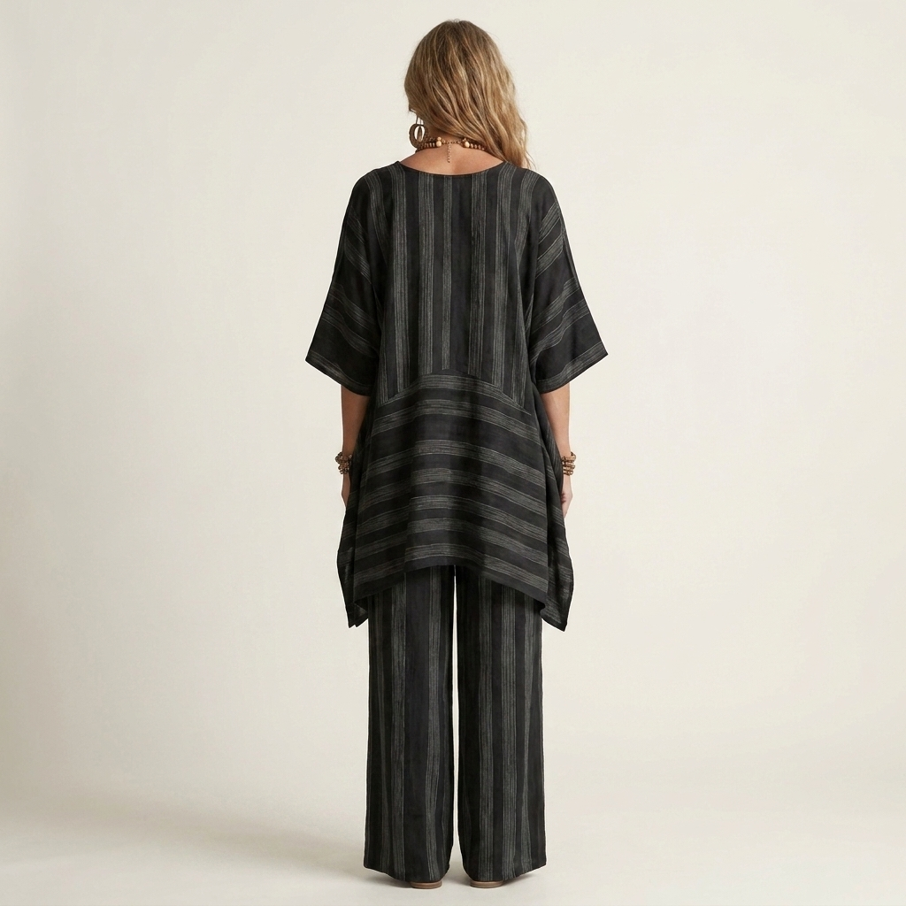 SASHA | TWO-PIECE STRIPED COTTON-LINEN SET