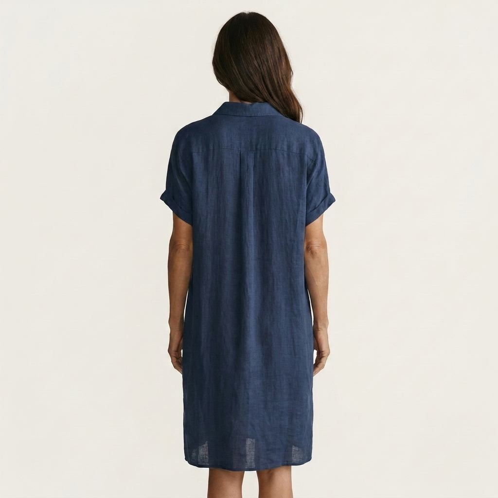 FLORENTINE | COTTON-LINEN MIDI SHIRT DRESS WITH ROLLED CUFFS