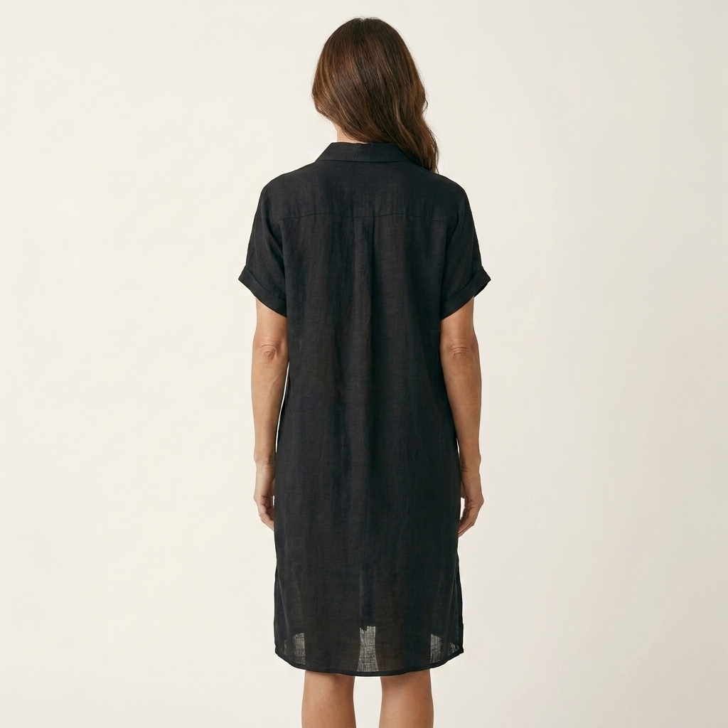 FLORENTINE | COTTON-LINEN MIDI SHIRT DRESS WITH ROLLED CUFFS