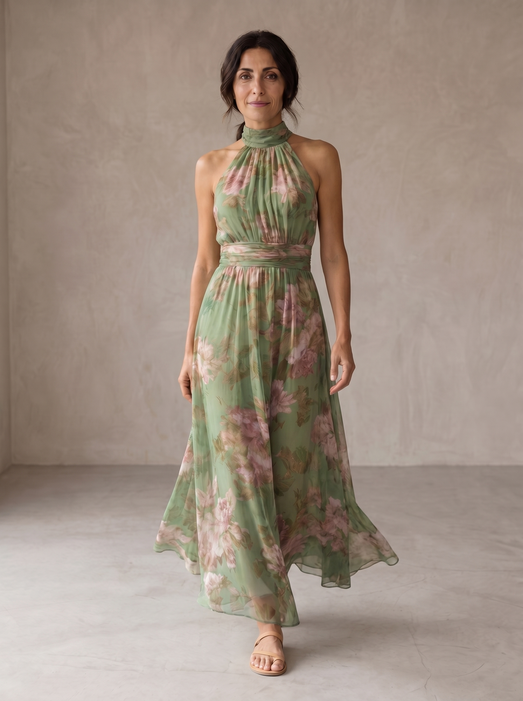 Livia | Elegant Floral Maxi Halter Dress