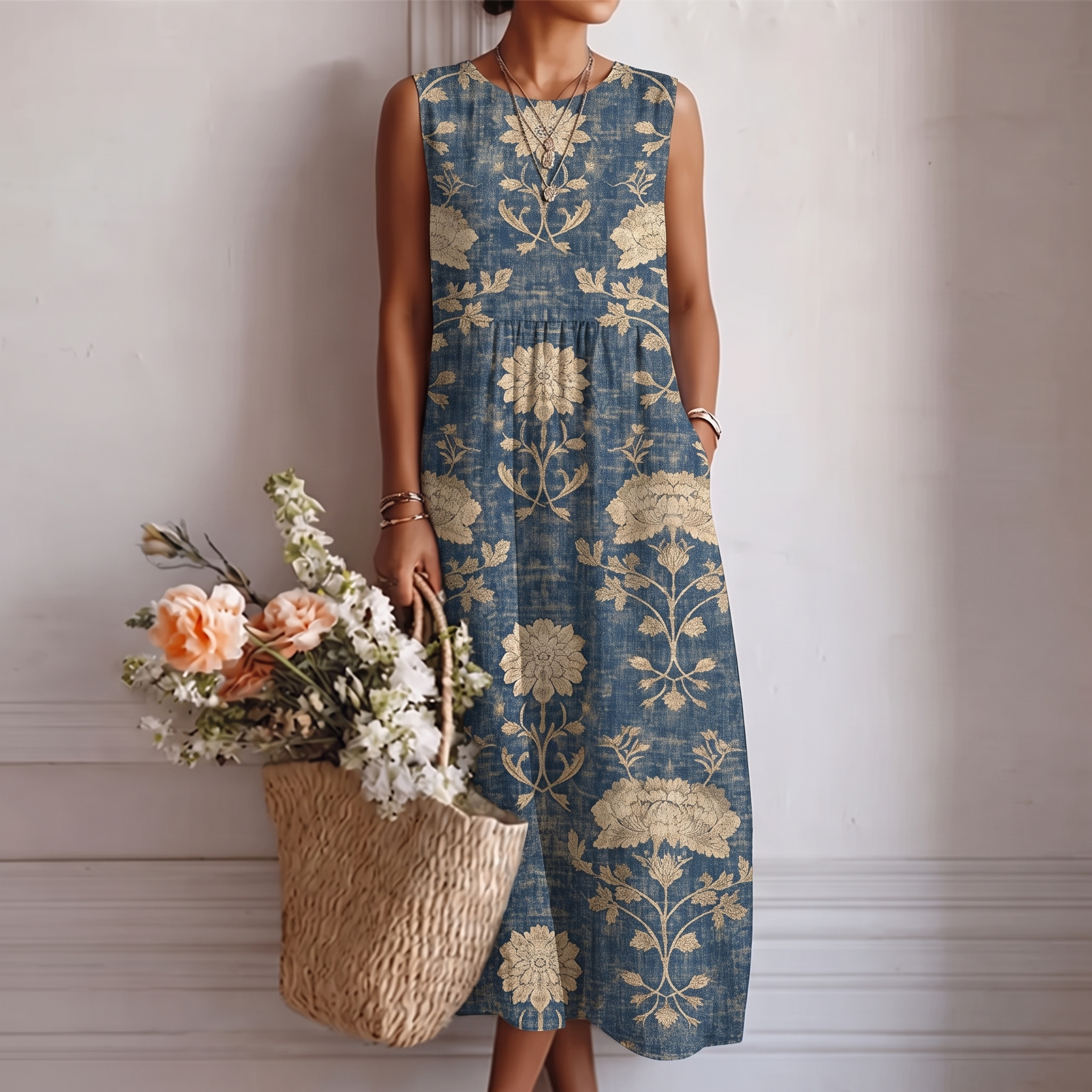 Auroraâ„¢ | Classic Floral Midi Dress