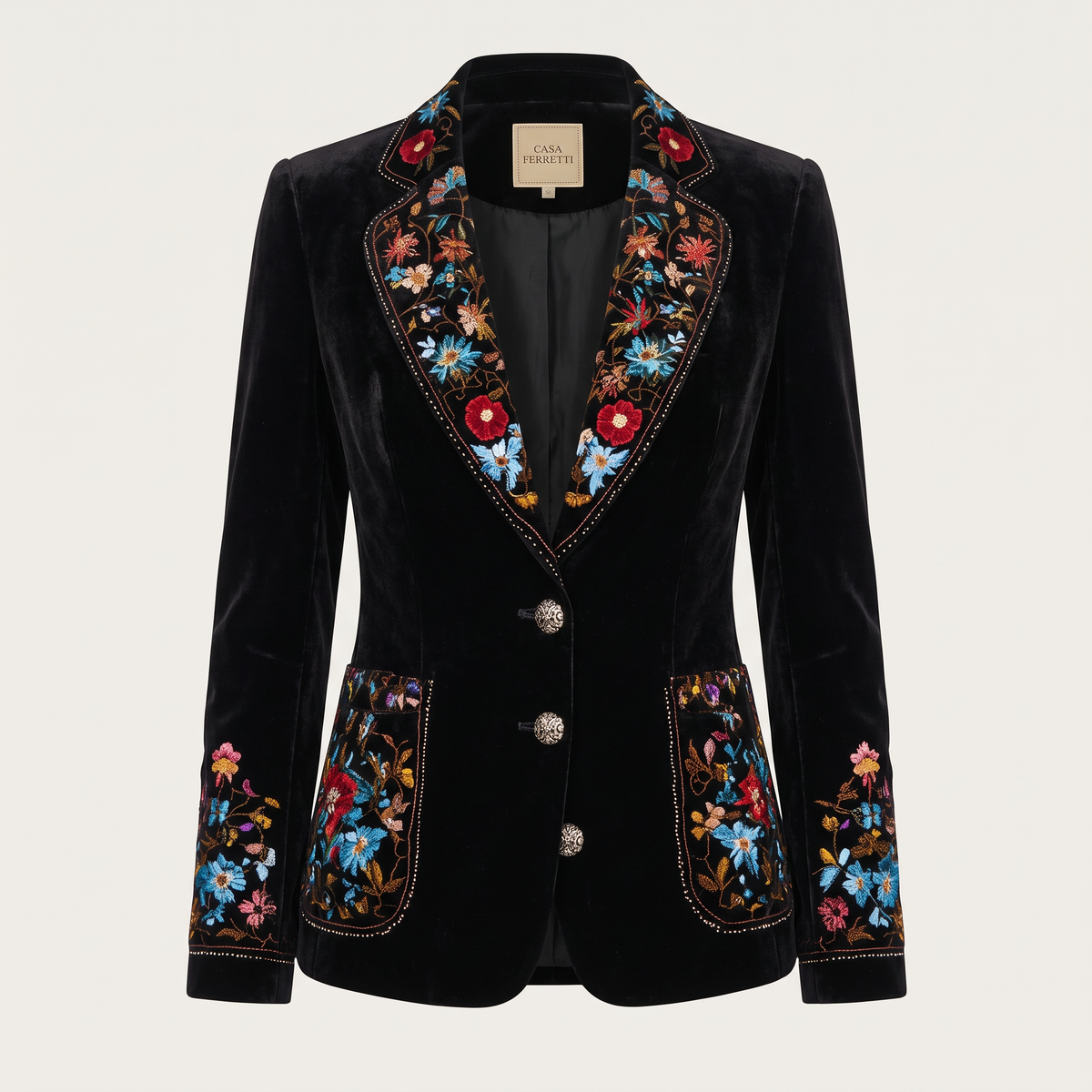 Apollonia | Multicolored Floral Embroidered Blazer