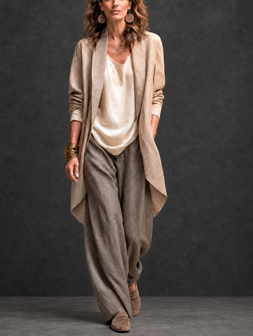 COSTANZA | Beige Three-Piece Palazzo Set