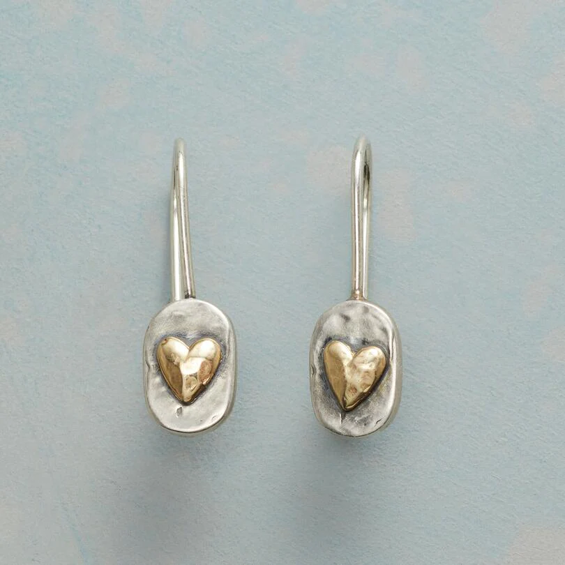 Macarena - Heart-Shaped Silver and Gold Earrings